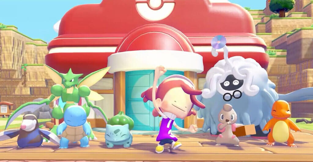 Pokémon reunidos em Pokémon Pokopia, cozy game pokémon.