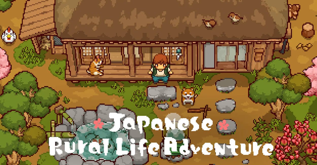 Titulo de Japanese Rural Live Adventure, Cozy Game para Nintendo Switch e PC.