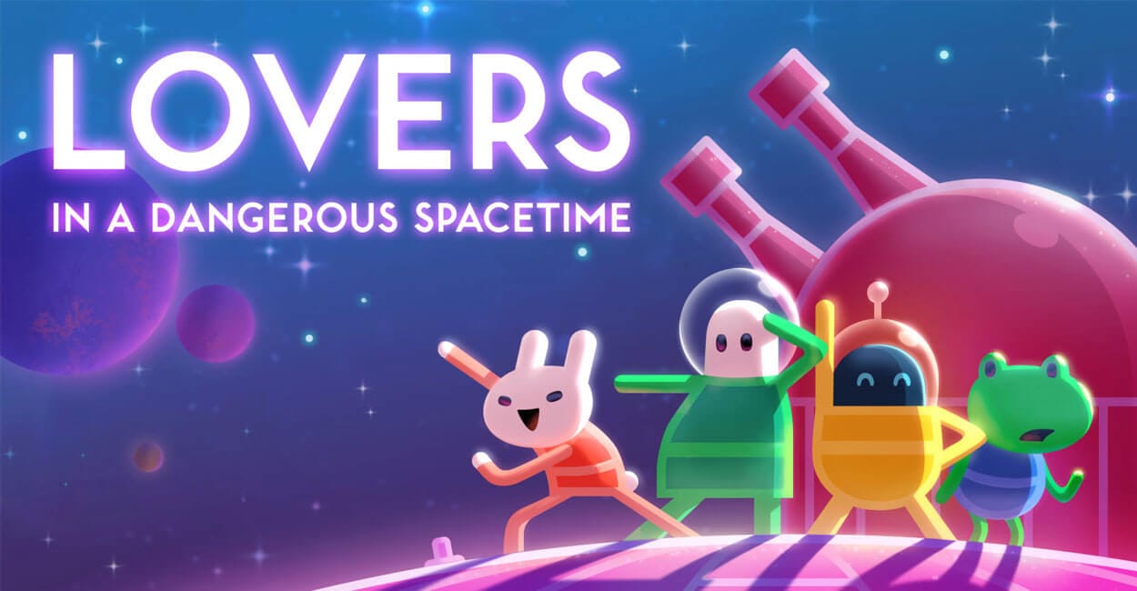 Titulo de Lovers In A Dangerous Spacetime, jogo multiplayer local para todos os consoles