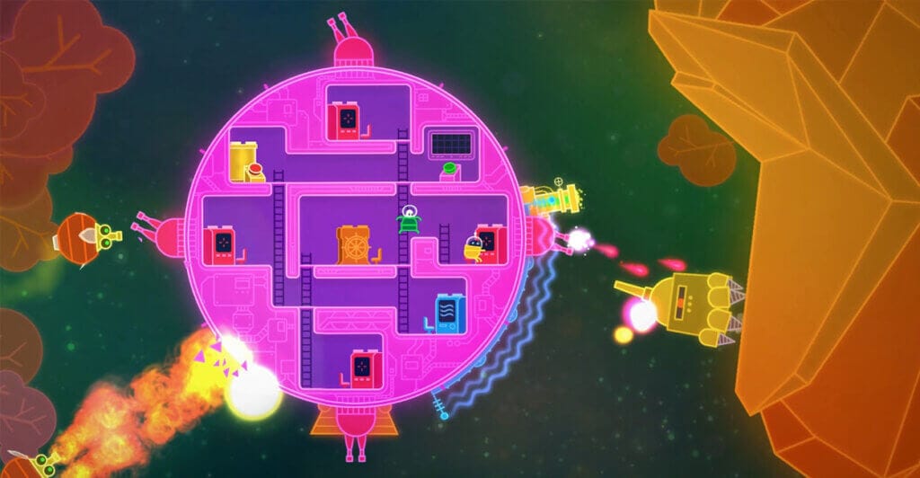 Gameplay de Lovers In A Dangerous Spacetime com 2 jogadores, sendo um perfeito jogo para casais.