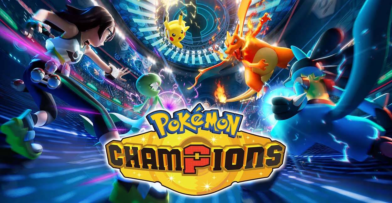 Titulo de Pokemon Champions, jogo gratuito de batalhas pokémon.