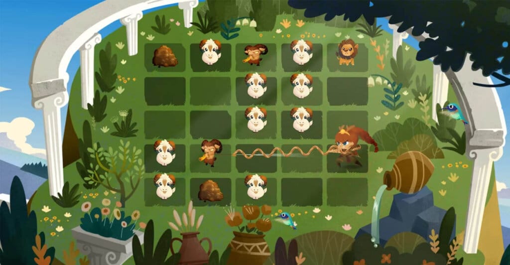 Minigames e puzzles de Mythmatch, jogo de gerenciamento para pc e nintendo switch 2.