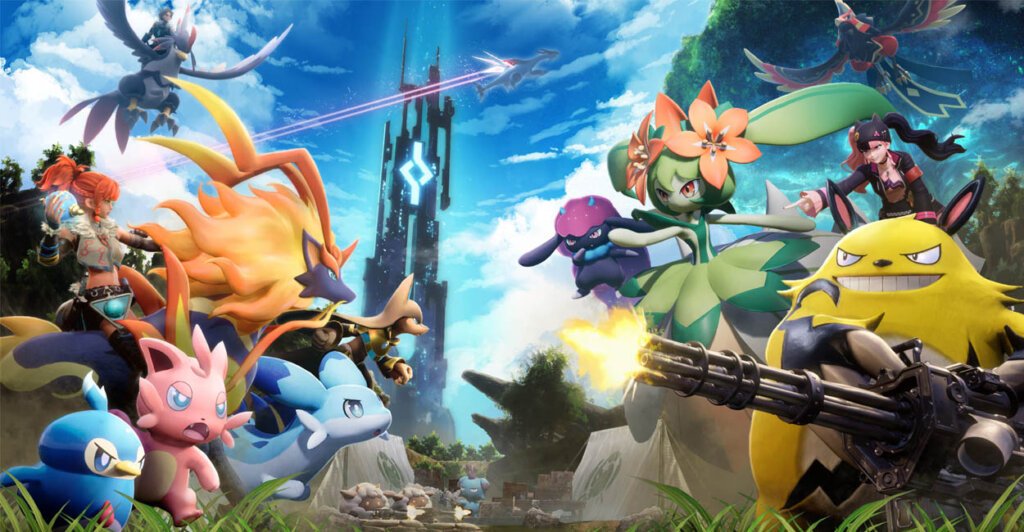 Titulo de Palword, jogo recente de sobrevivência que mistura monstrinhos charmosos e armamentos.