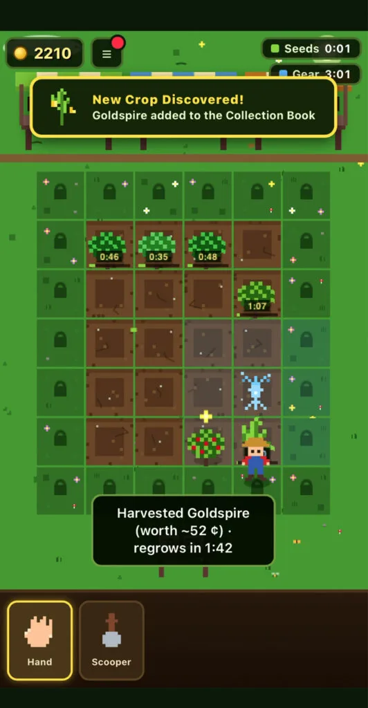 Gameplay de Pixel Patch, Cozy Game de Fazendinha para Celulares.