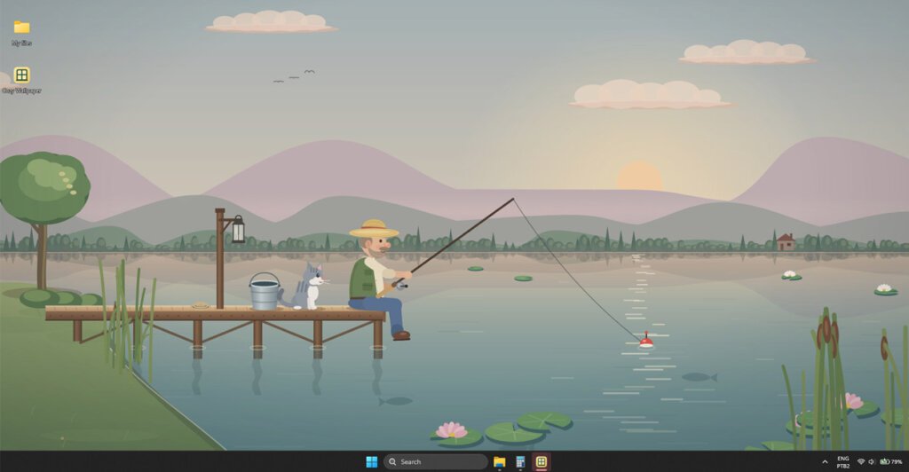 Cenário de Pesca em Cozy Wallpaper.