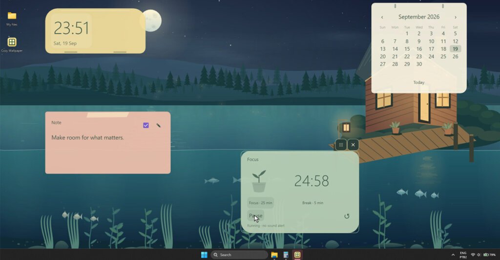 Cenário de Organização em Cozy Wallpaper.